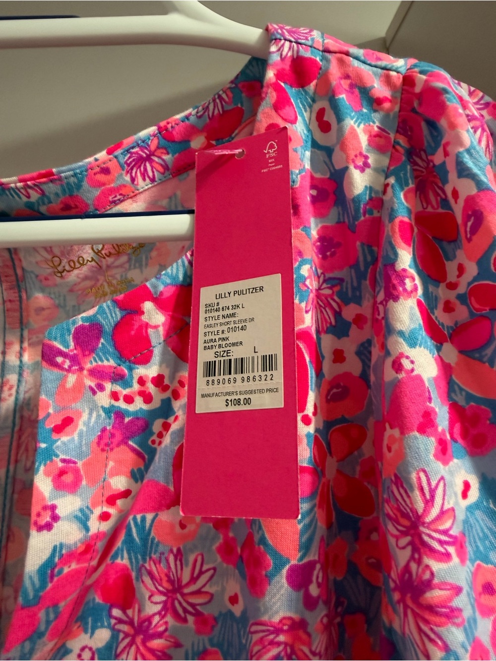 Lilly Pulitzer Pink and Blue Vibrant colors, Easley Floral Dress - Picture 2 of 3